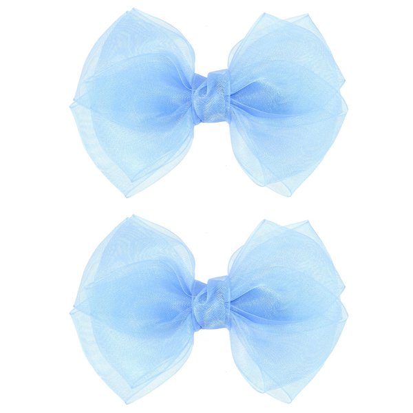 Blue Ribbon Hair Bows 4" Mesh Organza Hair Bow Alligator Clips Barrettes Ponytail Holder Decor Accessories for Women Girls Toddlers Teens Kids Children Back School Gift Set