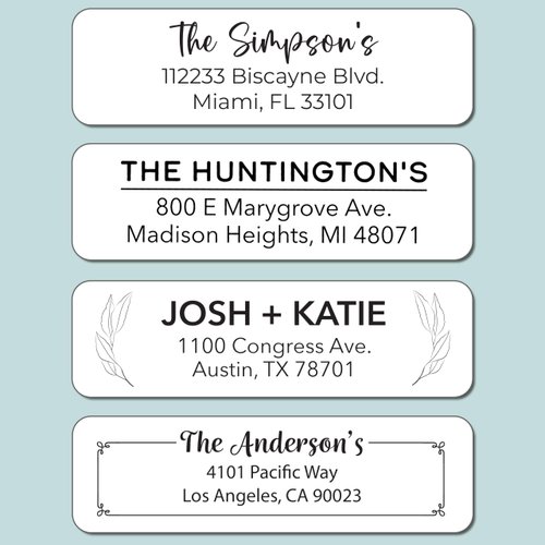 Personalized Return Address Labels - Custom Address Stickers on Sheets (50-1000 Labels) (Black and White)