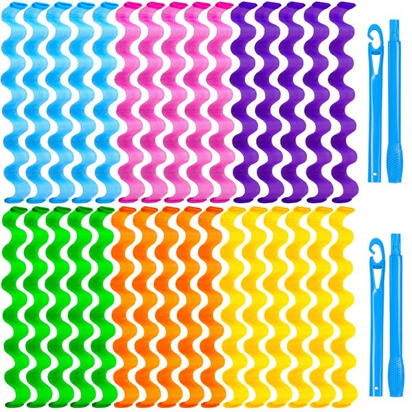 YEVYO 30 Pieces Heatless Hair Curlers Wave Curls Styling Kit, Flexi Rod, Silicone, No Heat Hair Curlers for Women Girls Long Medium Short Hair, 6 Colors, 25cm/9.84in, Includes 2 Styling Hooks