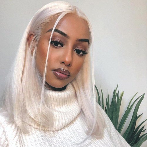 FINMOO Platinum Blonde Lace Front Wigs Human Hair Pre Plucked #60 Straight Human Hair Wig 13x4 HD Transparent Lace Frontal Wig Glueless Silver Lace Front Wigs for Women 20 Inch 180 Density
