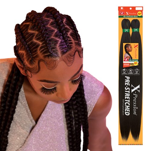 Sensationnel X-pression prestretched braiding hair - 2x xpression 72 inch all kanekalon flame retardant synthetic braid in hair extensions - 2X 72 Inch (1 pack, 350)