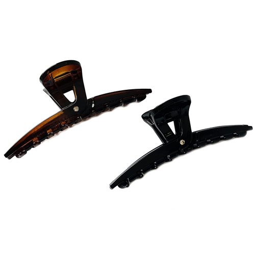 Parcelona Pinch Small Concealed Spring In Tortoise Shell and Black Hair Clips Claws with Crystal for Fine Hair