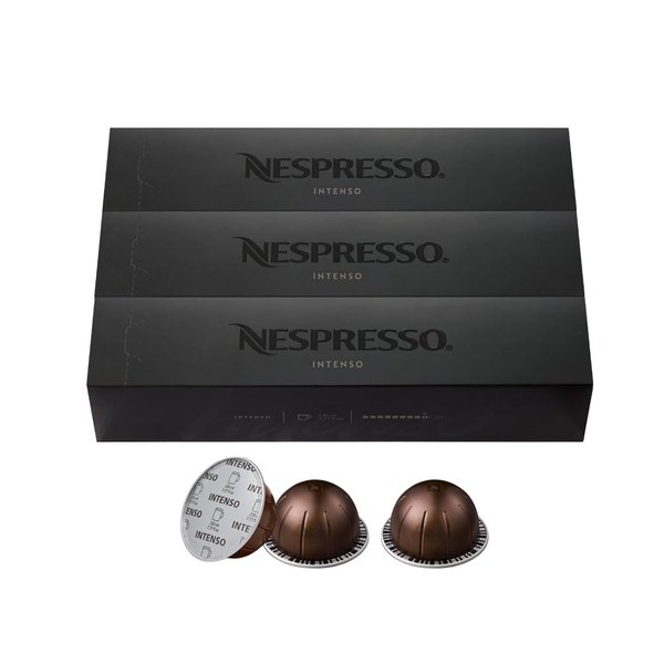 Nespresso Capsules Vertuo Line, Intenso, Dark Roast Coffee, 30 Count Coffee Pods, Brews 7.8oz