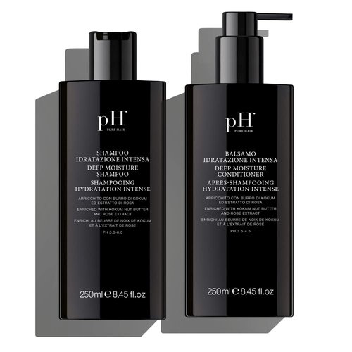 pH Labs Deep Moisture Shampoo and Conditioner Set - Hydrating and Moisturizing Shampoo and Conditioner - Dry Hair - Enriched with Kokum Nut Butter and Rose Extract (8.45 oz each)