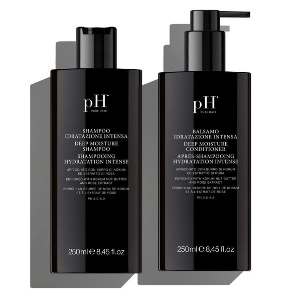 pH Labs Deep Moisture Shampoo and Conditioner Set - Hydrating and Moisturizing Shampoo and Conditioner - Dry Hair - Enriched with Kokum Nut Butter and Rose Extract (8.45 oz each)