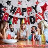 Birthday Balloons Banner, 3D Mylar Foil Happy Birthday Balloons, 26pcs Birthday Party Decorations with 8pcs Star Balloons for Men Women Adults Ecofriendly Birthday Party Supplies, Black Red