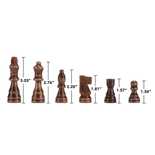 AMEROUS Magnetic Wooden Chess Pieces, Tournament Staunton Wood Chessmen Pieces Only, 3.03" King Figures Chess Game Pawns Figurine Pieces with 2 Storage Bags, Replacement of Missing Pieces