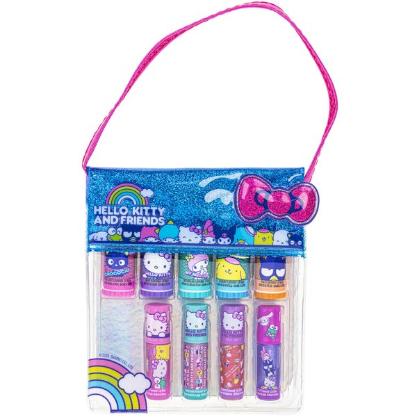 Hello Kitty and Friends – Townley Girl 5 Pk Lip Balm and 4 Pk Lip Gloss Set w/Bag, Makeup Cosmetic Set for Kids and Girls, Ages 3+, Perfect for Parties, Sleepovers & Makeovers