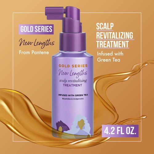 Pantene Gold Series New Lengths Scalp Revitalizing Treatment, 4.2 Fl Oz Scalp Treatment Infused with Green Tea, Moisturizes, Strengthens and Protects from the Root for Visibly Longer Hair