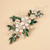 Rumtock Silver Flower Green Crystals Beads Hair Comb for Women Girls Wedding Bridal Hair Piece Hair Styling Jewelry Banquet Prom (Green)