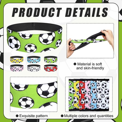 Juexica 24 Pack Soccer Stretch Headbands and Soccer Hair Scrunchies Set for Girls Includes 12 Pack Non Slip Soccer Headbands 12 Pack Rounds Elastic Hair Bands for Women Adults