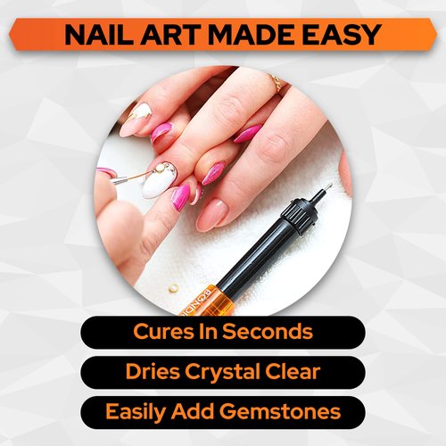 Bondic Super Glue, LED UV Glue Repair Kit, Adhesive Welding Repair Tool for Fingernail Gems, Glass, Eyeglasses, Cracks, & Crafts, Nail Repair Kit, Bonding Glue with Light