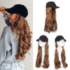 S-noilite 16" Baseball Cap with Hair Baseball Hats with Hair Attached Curly Wavy Cap Wig with Hair Extensions Adjustable Culry Baseball Hat Wig for Women (16" -Curly, Light Brown & Ash Blonde)