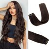 Clip in Hair Extensions Real Human Hair, Dark Brown Human Hair Clip in Extensions Straight Human Hair Clip ins Double Weft Hair Extensions Clip ins 7pcs 70g 16"