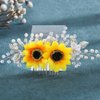 Jeairts Sunflower Bride Wedding Hair Comb Crystal Pearl Bridal Hair Pieces Leaf Side Combs Hair Dress Decorative Hair Accessories for Women and Girls (1-Silver)