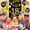 18th Birthday Party Decorations for Boys and Girls Black Gold Happy 18th Birthday Door Cover Banner with 18pcs 18th Birthday Black and Gold Balloons for 18th Birthday Anniversary Party Decor Supplies