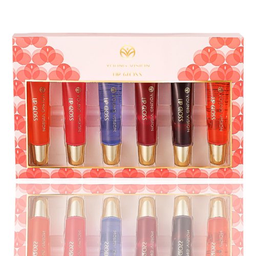 YOUNG VISION Thermosensitive Color-Changing Lip Gloss Set - 6 Colors: Orange, Strawberry, Mint, Cherry, Candy, Vanilla - Hydrating Lip Oil & Plumping Lip Gloss Kit - Christmas Gift for Girls/Women