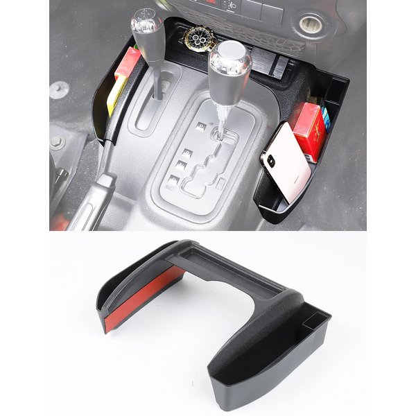Savadicar GT-3 JK Shifter Storage Box, Gear Shift Console Side Tray Organizer for 2011-2018 Jeep Wrangler JK JKU, Interior Accessories, Reserved USB Charger Extender Slot, Black
