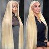 YWGYWG 613 13x6 Lace Front Wig Human Hair 200 Density 32 Inch Straight Wigs for Women Blonde 13x6 HD Lace Front Wigs Human Hair Glueless Pre Plucked Bleached Knots Blonde Lace Front Wigs Human Hair