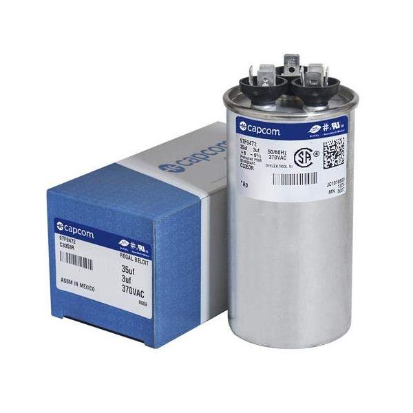 HQ1082632AX - 35 + 3 uf MFD 370 Volt VAC - Comfort Maker Round Dual Run Capacitor Upgrade