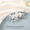 Latious Flower Bride Wedding Hair Comb Silver Pearl Bridal Hair Clip Crystal Hair Piece Hair Accessories for Women and Girls