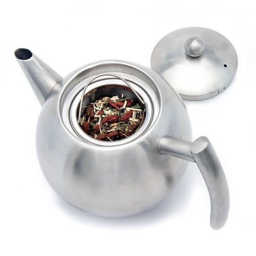 Venoly Stainless Steel Tea Pot With Removable Infuser For Loose Leaf and Tea Bags, Dishwasher Safe and Heat Resistant, 1 Liter