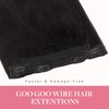 GOO GOO Wire Hair Extensions Human Hair, 2 Dark Brown Natural 18inch 95g, Invisible Wire Hair Extensions with Transparent, Seamless Fish Line Hairpiece