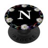 Cell Phone Pop Out Holder,Black White Daisy Flower Letter N PopSockets Grip and Stand for Phones and Tablets