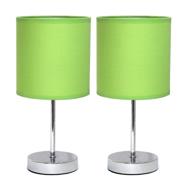 Simple Designs LT2007-GRN Chrome Mini Basic Table Lamp with Fabric Shade, Green