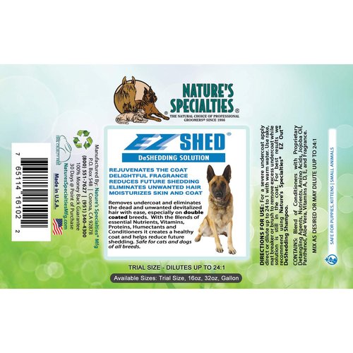 Nature's Specialties EZ Shed Ultra Concentrated Dog Conditioner for Pets, Makes up to 3 Gallons, Natural Choice for Professional Groomers, Deshedding Solution, Made in USA, 16 oz