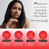 Kojie San Skincare Bundle - Facial Brightening Set with 2 Bars of Kojic Acid Soap, Face Cream & Exfoliating Face Brush