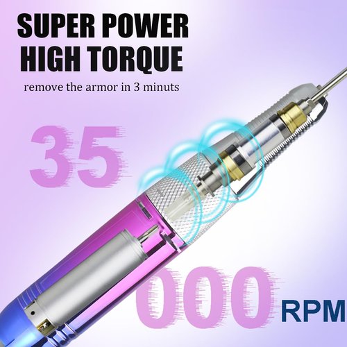 Professional Nail Drill ,Lumcrissy 35000 RPM Electric Nails File Machine, Acrylic Nail Drills for for Manicure Pedicure ,Rechargeable Nail Tools