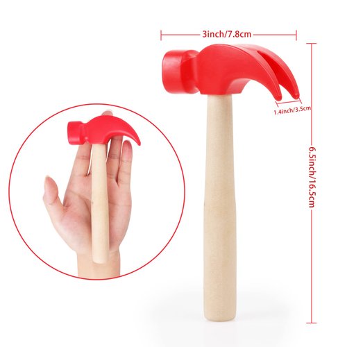 2 Pack Wooden Hammer Toys Simulation Hammers Maintenance Tools Educational Toys for Kids Birthday Party Games Supplies