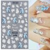 TailaiMei 4 Sheets Flower Nail Art Stickers 5D Exquisite Embossed Nail Decals, Self-Adhesive Carving Design Daisy Rose Nail Decoration for Women DIY
