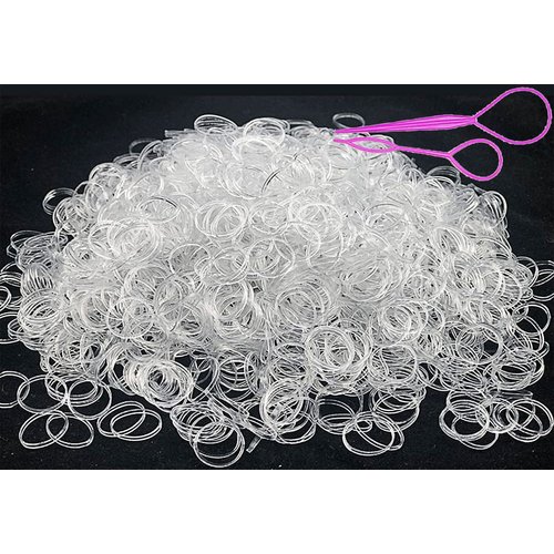 1000 PCS Hair Bands, Clear Elastic Hair Band, Mini Hair Rubbers Ties for Girls Ponytail Hair Accessories, Soft Elastic Bands Non-Slip Small Hair Ties, with 2 PCS Topsy Tail Hair Tools.