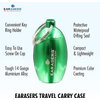 EARasers Earplugs Keychain Carrying Case - Aluminum Waterproof Ear Plugs and Pills Holder (Green)