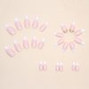RikView French Tip Press on Nails Medium Fake Nails White Nails Almond Acrylic Nails Glossy Full Cover Nails(Medium Almond White)