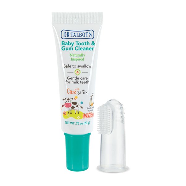 Dr. Talbot's Baby Toothpaste Naturally Inspired with Citroganix and Silicone Finger Gum Massager, Vanilla Milk Flavor