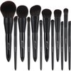EVRCHGIEA Makeup Brush Sets, 12 PCS Wood Handle Soft Synthetic Fiber Hair Makeup Set,Premium Synthetic Foundation Blending Blush Concealer Eye Shadow Makeup Brush Set (black 12pcs)