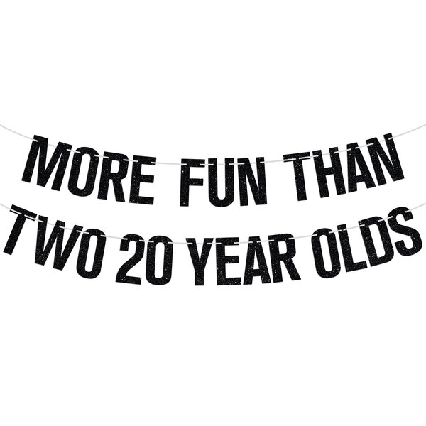 More Fun Than Two 20 Year Olds Banner, Cheers to 40 Years Birthday/Wedding Anniversary Bunting Sign, Happy 40th Birthday Party Decorations Supplies for Men Women