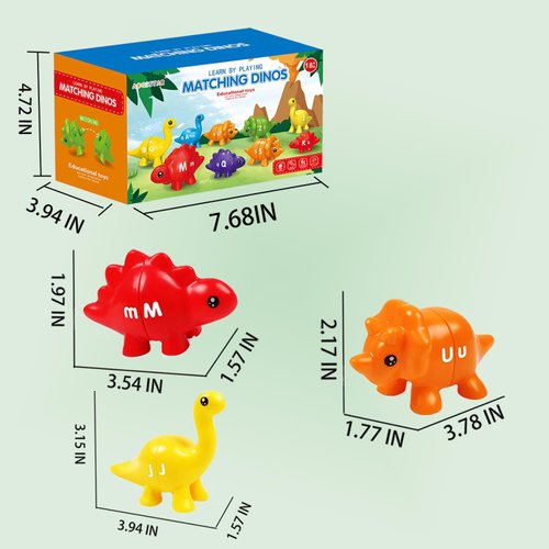 Coyban Dinosaur Letter Matching Toys, Educational Toys, Counting Dinosaur Sorting Toy Set, Montessori Learning Toys, Matching Letters Fine Motor Toys