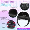 Tyqour 2pcs Wispy Curtain Bangs Hair Clip, Bangs Clip, Bangs Hair Clip In Bangs Real Human Hair, Black Hair Extensions Clip In, Clip On Bangs for Women Daily Wear(Black)