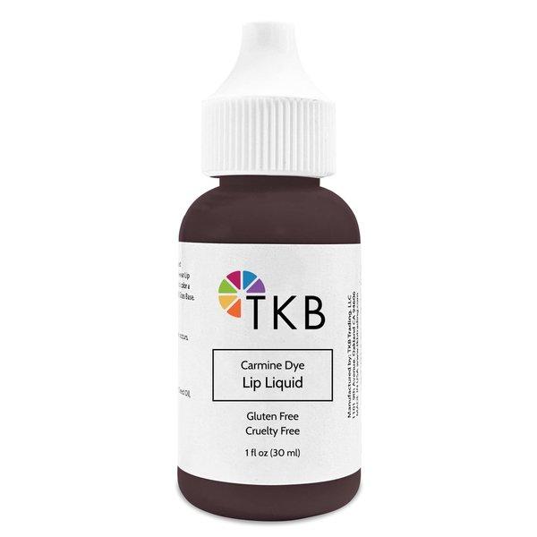 TKB Lip Liquid Color | Liquid Lip Color for TKB Gloss Base, DIY Lip Gloss, Pigmented Lip Gloss and Lipstick Colorant, Moisturizing, Made in USA (1floz (30ml), Carmine Dye)