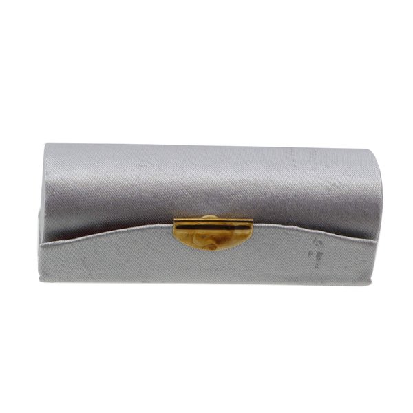 Motique Accessories Solid Silver Satin Ladies Lipstick Case with Mirror Purse Lip Stick Holder