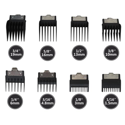 2024 Upgraded 8Pcs Clipper Guards with Metal Clip Snap on Comb Set for Babyliss Clippers Cutting Lengths 1/16” 1/8” 3/16” 1/4” 3/8” 1/2” 5/8” 3/4”