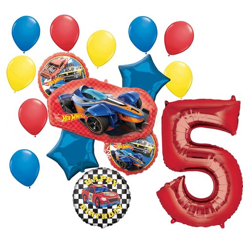 Anagram Hot Wheels Ultimate 5th Birthday Party Balloon Bouquet Decorations, BQ_4255