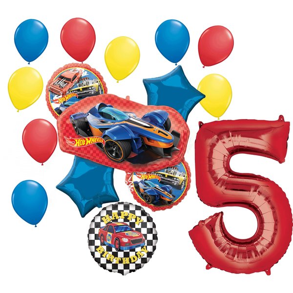 Anagram Hot Wheels Ultimate 5th Birthday Party Balloon Bouquet Decorations, BQ_4255