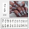 24 Pcs Coffin Press on Nails Medium Length Gothic Eye False Nail with Horror Eye Designs Fake Nails White Glue on Nails Natural Full Cover Reusable Acrylic Artificial Nails for Women Girls