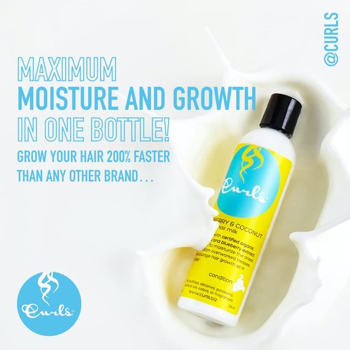 Curls Blueberry Bliss Blueberry & Coconut Hair Milk - Leave In Conditioner and Styler - Mositurizing & Nourishing - For Curly, Natural, and Coily Hair - 8 Fl Oz