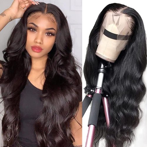 LAPONDAI Lace Front Wigs Human Hair Pre Plucked Body Wave 13x4 Lace Frontal Wig with Baby Hair 100% Human Hair Wigs for Black Women 150% Denisty Brazilian Real Hair Natural Color (Body Wave 20Inch)
